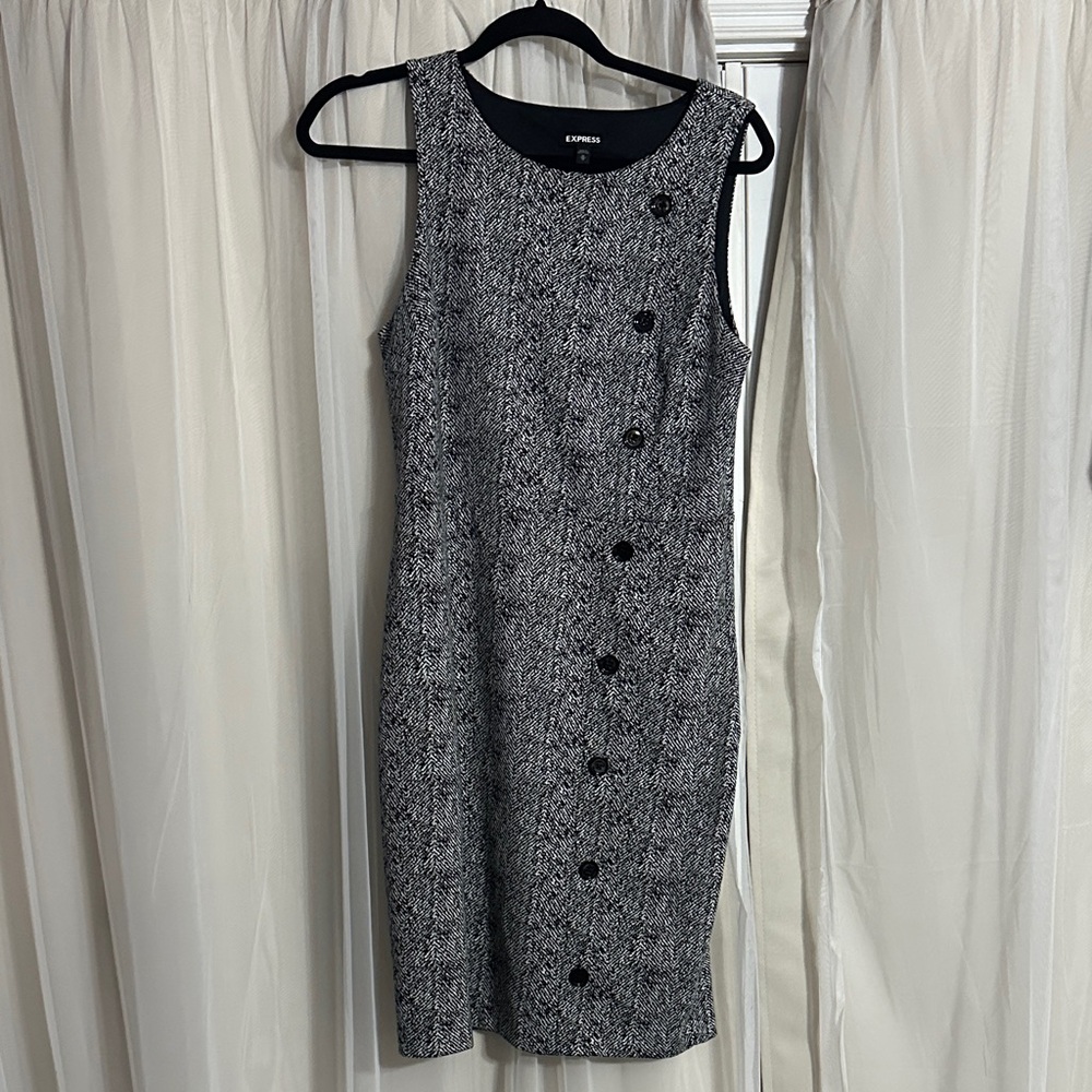 Express Black and Gray Midi Dress